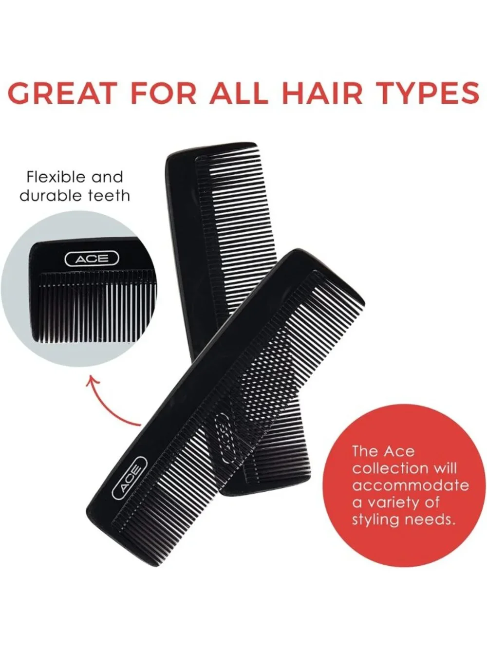 Classic 5-Inch Pocket Comb Set - Durable, Flexible Teeth for All Hair Types